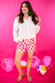 PREORDER-Strawberry Swirl Drawstring Everyday Shorts - Jess Lea Boutique