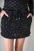 Velvet Hour Sequin Skort- Black