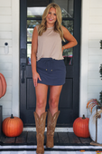 PREORDER Well Loved Ribbed Skort- Navy - Jess Lea Boutique