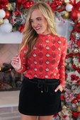 PREORDER- Keigan Mesh Top- Santa's Signature Bow - Jess Lea Boutique
