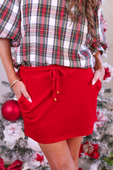 PREORDER- Velvet Hour Skort - Red - Jess Lea Boutique