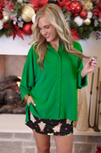 PREORDER- Sloane Button Up Top - Green - Jess Lea Boutique
