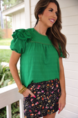 Kimber Eyelet Top, Green - Jess Lea Boutique