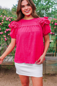 Kimber Eyelet Top, Pink - Jess Lea Boutique