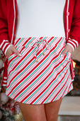 PREORDER- Candy Cane Stripes Skort - Jess Lea Boutique