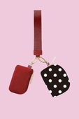 Double Pouch Wristlet- Polka Dot