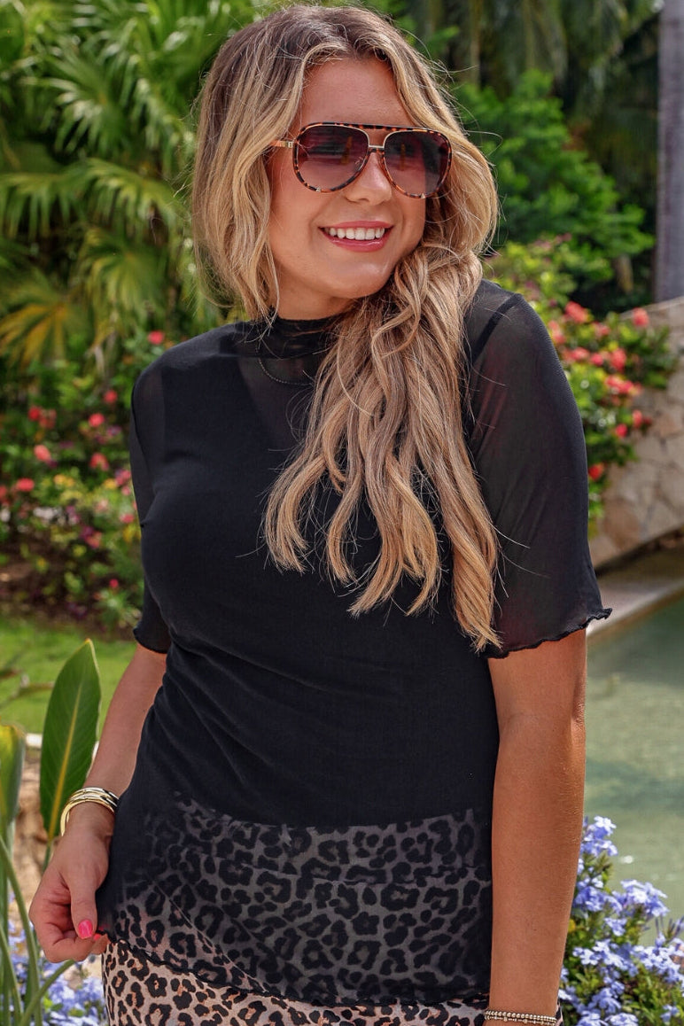 Kora Short Sleeve Mesh- Solid Black