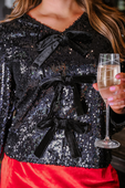 PREORDER-Betty Bow Top - Black Sequin - Jess Lea Boutique