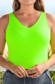 Haven V-Neck Bodysuit- Lime