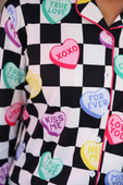 Checkered Conversation Hearts Ruffle Pajama Set