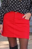 Nova Denim Skirt- Red