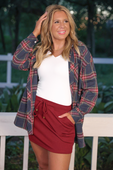 PREORDER Well Loved Ribbed Skort, Burgundy - Jess Lea Boutique