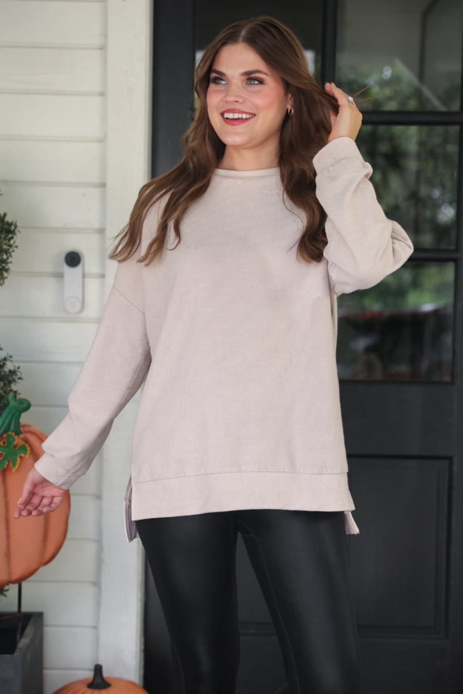 PREORDER Alexis Corded Vintage Pullover - Taupe - Jess Lea Boutique