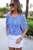 Greece Getaway Smocked Top - Jess Lea Boutique