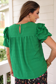 Kimber Eyelet Top, Green - Jess Lea Boutique