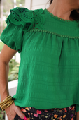 Kimber Eyelet Top, Green - Jess Lea Boutique