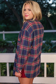 PREORDER Lola Flannel Tunic Top- Navy - Jess Lea Boutique