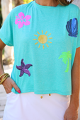 On Vacay Sequin Patch Top - Jess Lea Boutique