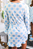 Almost Ready Ribbed Robe- Light Blue Dotty Darling