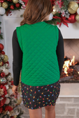 PREORDER- Twila Quilted Tie Vest- Green - Jess Lea Boutique