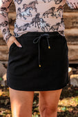 Refined Denim Stretch Skort- Black Wash