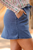 Refined Denim Stretch Skort- Light Wash