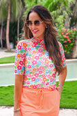 Kora Short Sleeve Mesh Top- Check the Tropics
