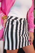 PREORDER Nova Striped Denim Skirt, Black/White - Jess Lea Boutique