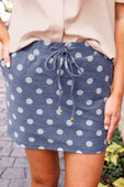 Refined Denim Stretch Skort- Polka Dot