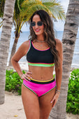 Set For Vacay Two Piece Swimsuit- Black/Neon