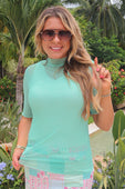 Kora Short Sleeve Mesh Top- Mint