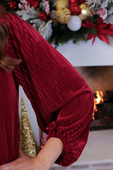 PREORDER- Ivy Velvet Textured Top- Red - Jess Lea Boutique