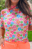 Kora Short Sleeve Mesh Top- Check the Tropics