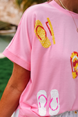 Flip Flop Fun Sequin Patch Top