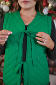 PREORDER- Twila Quilted Tie Vest- Green - Jess Lea Boutique