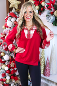 PREORDER- Juniper Plaid Pullover- Red - Jess Lea Boutique