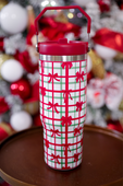 PREORDER- Merry Little Bow Plaid Travel Tumbler - Jess Lea Boutique