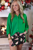PREORDER- Sloane Button Up Top - Green - Jess Lea Boutique