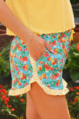 Painted Florals Ruffle Shorts