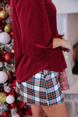 PREORDER- Ivy Velvet Textured Top- Red - Jess Lea Boutique
