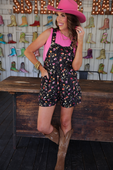 Everyday Overall Shorts- Happy Blooms - Jess Lea Boutique
