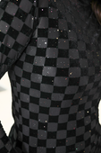 PREORDER- Times Square Velvet Mesh Top- Black Checkered - Jess Lea Boutique