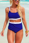 Along The Shore Two Piece Swimsuit, Navy/White - Jess Lea Boutique