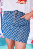Becca Checkered Denim Skirt - Jess Lea Boutique