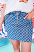 Becca Checkered Denim Skirt - Jess Lea Boutique