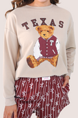 Benny The Bear Texas Pullover- Maroon - Jess Lea Boutique
