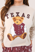 Benny The Bear Texas Pullover- Maroon - Jess Lea Boutique