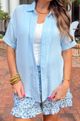 Sawyer Gauze Top, Blue - Jess Lea Boutique