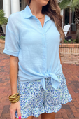 Sawyer Gauze Top, Blue - Jess Lea Boutique