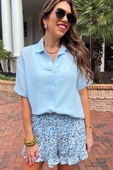 Sawyer Gauze Top, Blue - Jess Lea Boutique
